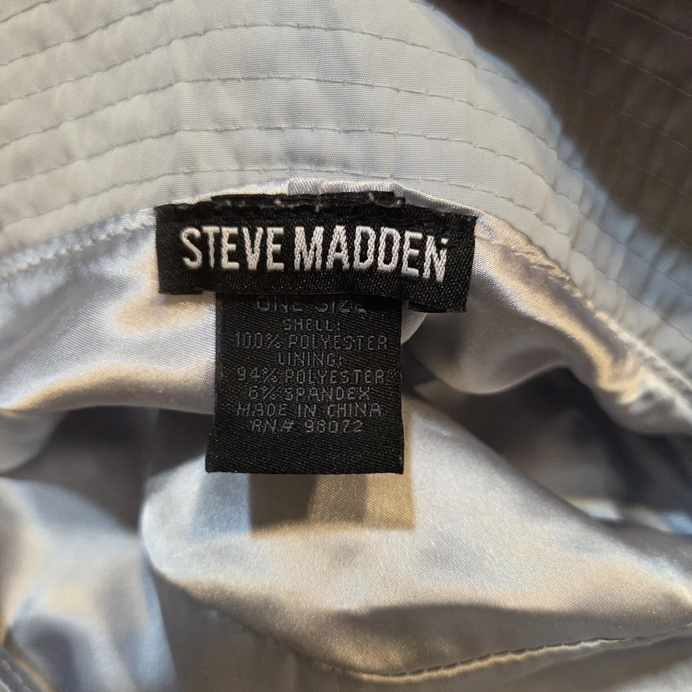 Steve Madden Ice Blue  Bucket Hat Satin Lined